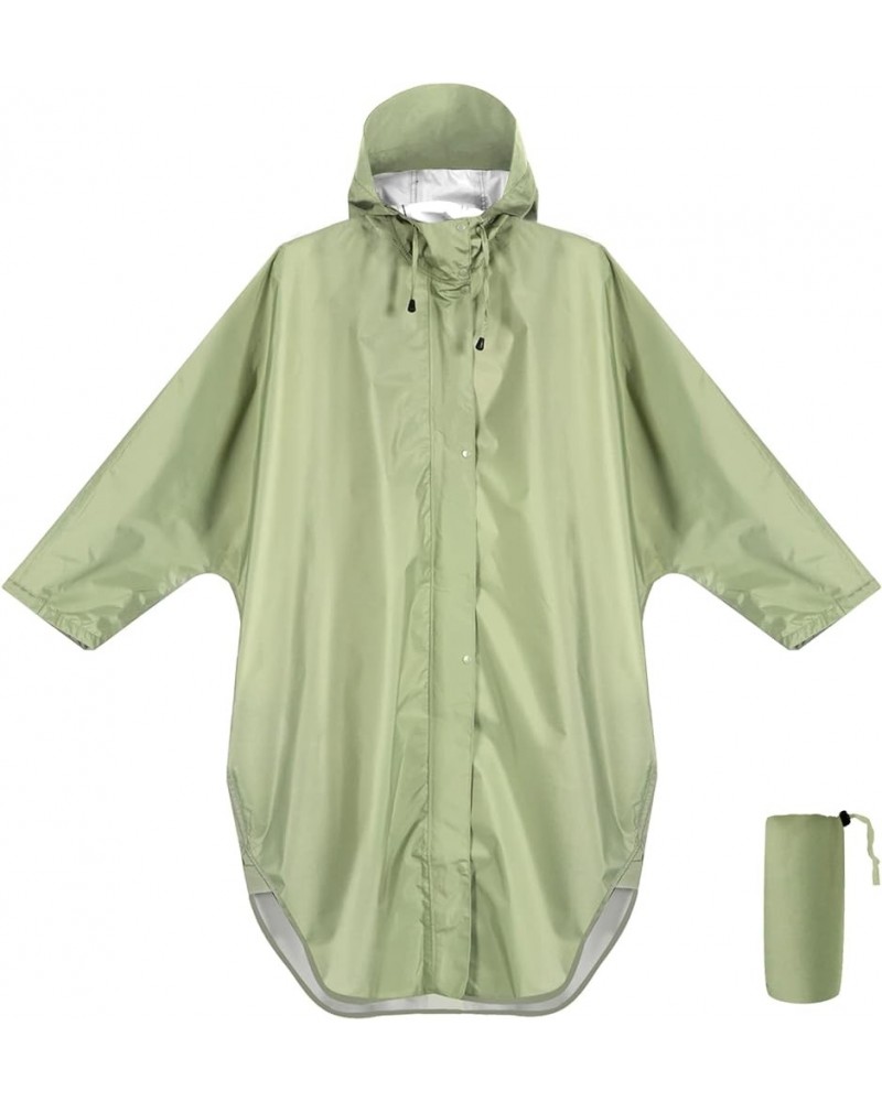 Waterproof Rain Poncho for adults Lightweight Reusable Hiking Hooded Coat Jacket for Outdoor Activities Tea Green $14.99 Coats