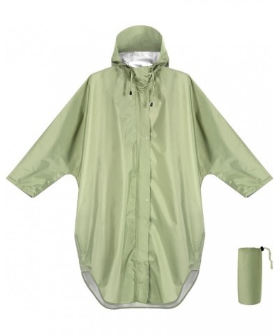 Waterproof Rain Poncho for adults Lightweight Reusable Hiking Hooded Coat Jacket for Outdoor Activities Tea Green $14.99 Coats