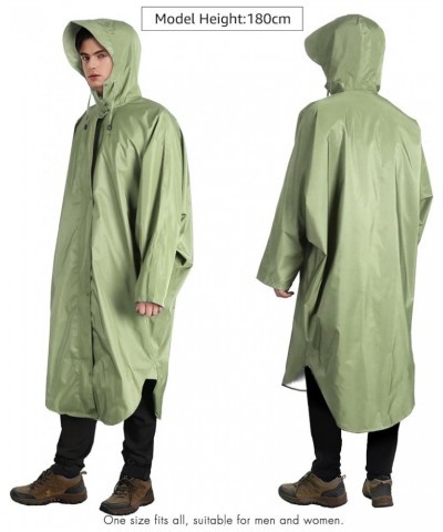 Waterproof Rain Poncho for adults Lightweight Reusable Hiking Hooded Coat Jacket for Outdoor Activities Tea Green $14.99 Coats