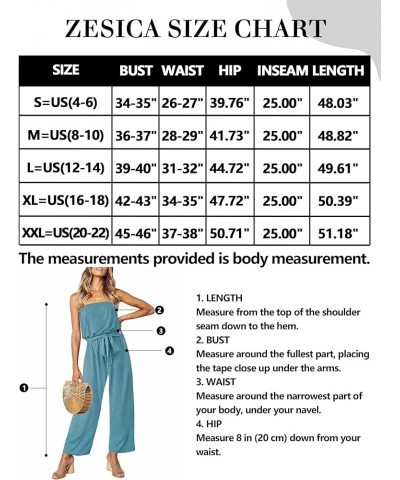 Women's 2024 Casual Off Shoulder Solid Color Strapless Belted Wide Leg Jumpsuit Romper Sage $26.50 Rompers