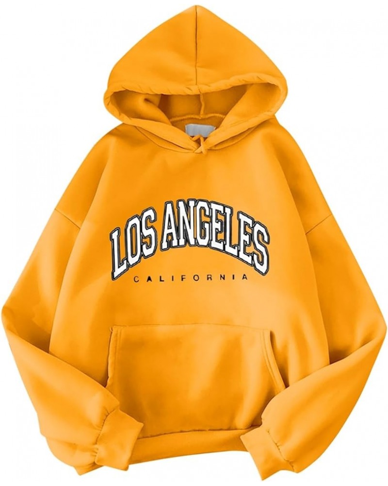 Los Angeles Hoodie for Women Cute Graphic Y2K Oversized Sweatshirt Long Sleeve Hoodie Cotton Pullover Top 2-yellow $9.68 Hood...