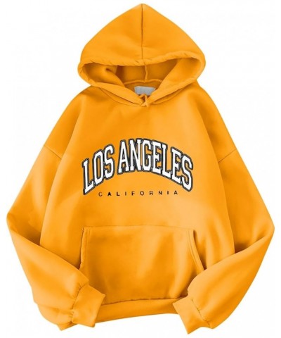 Los Angeles Hoodie for Women Cute Graphic Y2K Oversized Sweatshirt Long Sleeve Hoodie Cotton Pullover Top 2-yellow $9.68 Hood...