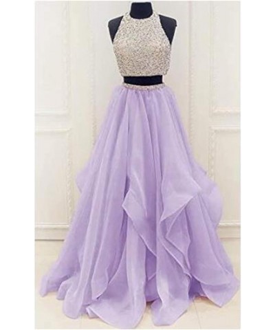 Women's Beaded 2 Pieces Prom Dresses Long Layered Evening Gowns Fuchsia $40.80 Dresses