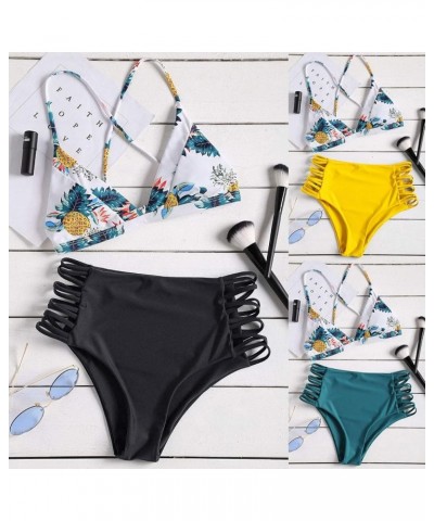 Women's Swimwear Sexy Three-Point Bikinis Pineapple Printing Halter Sunbathing 2 Piece Bikini Set Swimsuits Wi-blue $5.60 Swi...