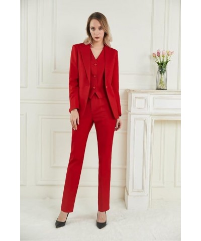 Business Women Suit Set 3 Pieces Notch Lapel Single Breasted Vest for Office Work Lady Suits (Blazer+Vest+Pants) Orange $23.6...