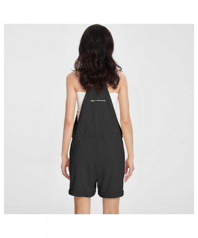 Womens Adjustable Strap Overalls Shorts Drawstring Short Bib Rompers Jumpsuits with Pockets Black $18.35 Overalls