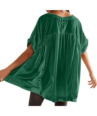 Velvet Tops for Women Dressy Long Sleeve Sequin Button Down Shirts Velvet Babydoll Dress Elegant Classy Party Tops C-green $9...