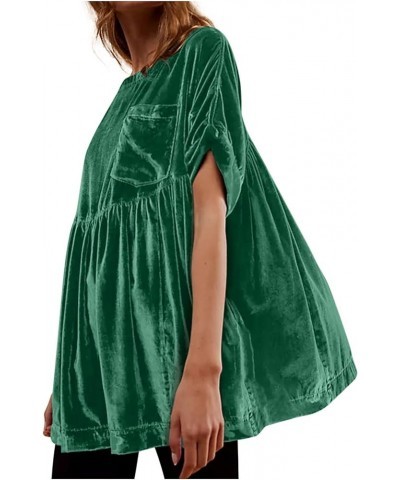 Velvet Tops for Women Dressy Long Sleeve Sequin Button Down Shirts Velvet Babydoll Dress Elegant Classy Party Tops C-green $9...