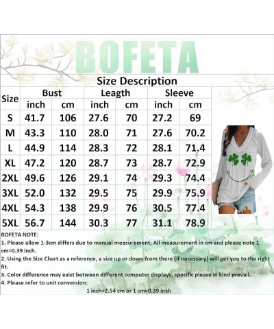 Women St Patricks Day Sweatshirts Loose Long Sleeve Shirts Green Shamrock Print Blouse Flowy Color Block Pullover Tops White ...