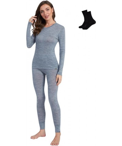 Merino Wool Base Layer Set for Women 100% Merino Wool Thermal Underwear Set Grey 165 $46.79 Activewear