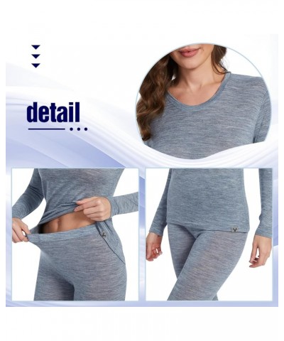 Merino Wool Base Layer Set for Women 100% Merino Wool Thermal Underwear Set Grey 165 $46.79 Activewear