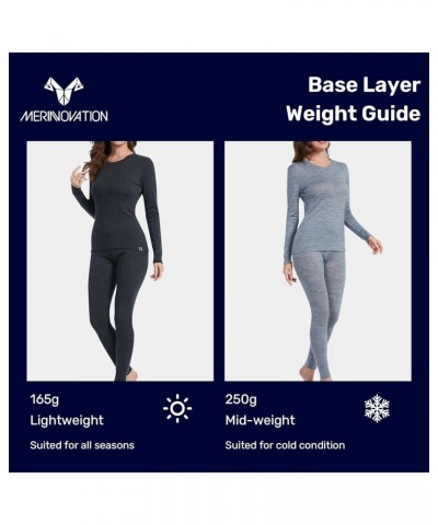 Merino Wool Base Layer Set for Women 100% Merino Wool Thermal Underwear Set Grey 165 $46.79 Activewear