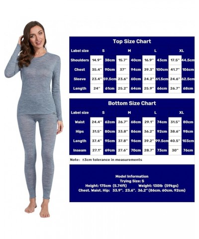 Merino Wool Base Layer Set for Women 100% Merino Wool Thermal Underwear Set Grey 165 $46.79 Activewear