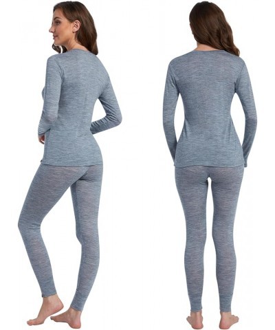 Merino Wool Base Layer Set for Women 100% Merino Wool Thermal Underwear Set Grey 165 $46.79 Activewear