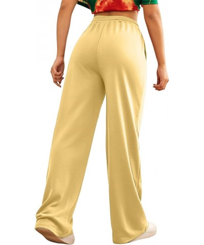 Bottom Sweatpants Pockets High Waist Sporty Gym Athletic Fit Jogger Pants L-ounge Trousers Yellow-f $11.19 Activewear