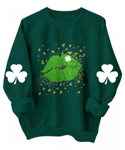 St Patricks Day Shirt for Women 2024 Long Sleeve Cute Gnome Irish Tops Sweatshirt Pullover Casual Loose Dressy Blouses 04-gre...