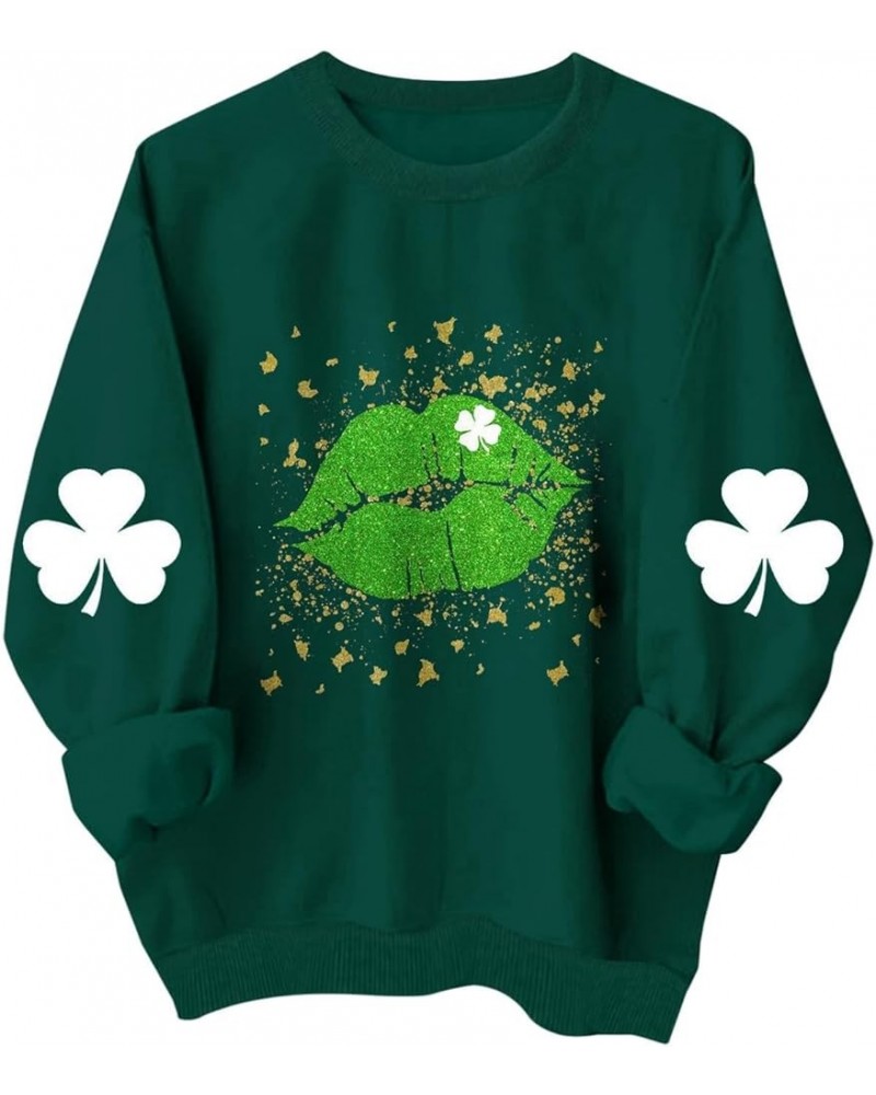 St Patricks Day Shirt for Women 2024 Long Sleeve Cute Gnome Irish Tops Sweatshirt Pullover Casual Loose Dressy Blouses 04-gre...