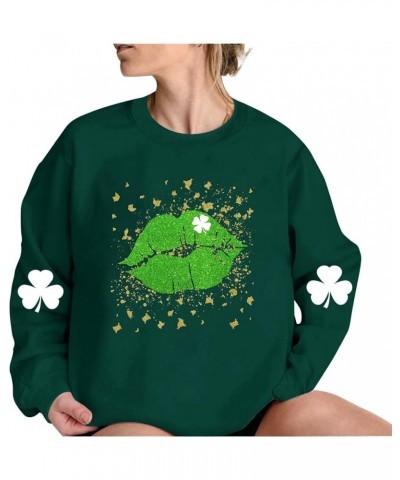 St Patricks Day Shirt for Women 2024 Long Sleeve Cute Gnome Irish Tops Sweatshirt Pullover Casual Loose Dressy Blouses 04-gre...