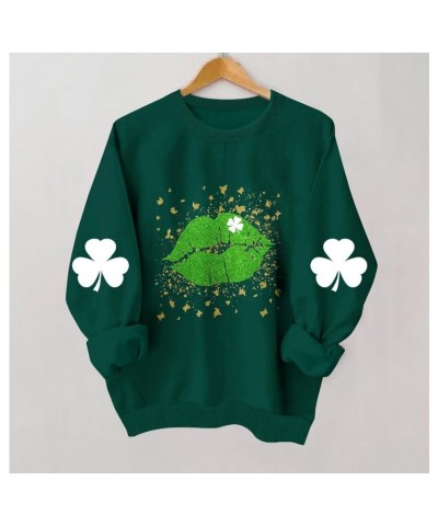 St Patricks Day Shirt for Women 2024 Long Sleeve Cute Gnome Irish Tops Sweatshirt Pullover Casual Loose Dressy Blouses 04-gre...