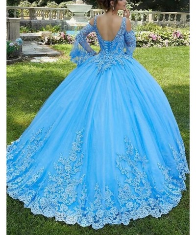 Long Sleeve Lace Quinceanera Dresses Ball Gown Princess Tulle Prom Gown for Sweet 15 16 Teens Mauve $77.42 Dresses