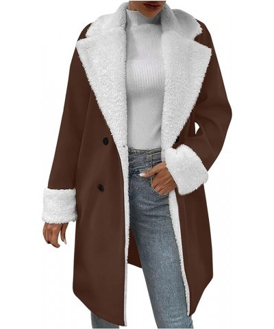 Womens Fleece Lined Jacket, Plus Size Winter Warm Parka Coat Fashion Lapel Button Down 2023 Fashion Comfy Furry Outerwear New...