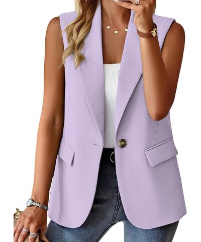 Sleeveless Blazer Jackets for Women 2024 Spring Summer Lightweight Casual Solid Open Front Work Office Vest 1-purple $25.94 V...