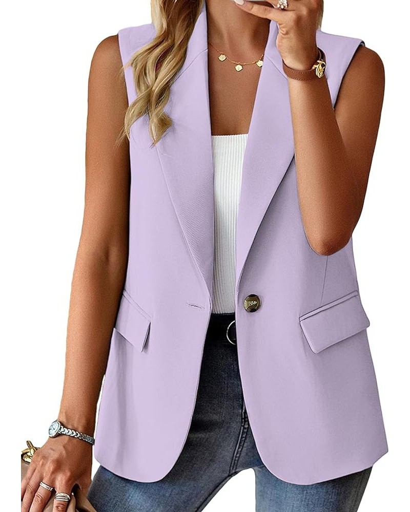 Sleeveless Blazer Jackets for Women 2024 Spring Summer Lightweight Casual Solid Open Front Work Office Vest 1-purple $25.94 V...