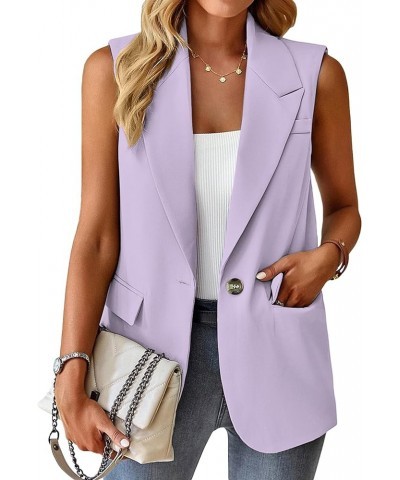 Sleeveless Blazer Jackets for Women 2024 Spring Summer Lightweight Casual Solid Open Front Work Office Vest 1-purple $25.94 V...