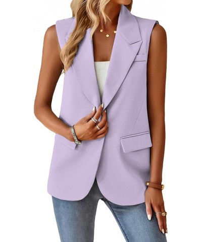 Sleeveless Blazer Jackets for Women 2024 Spring Summer Lightweight Casual Solid Open Front Work Office Vest 1-purple $25.94 V...