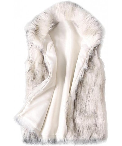 Women's Faux Fur Vest 2024 Stand Collar Jacket Thick Sherpa Lined Coat Elegant Warm Outerwear Ladies Basic Vest White $9.24 V...