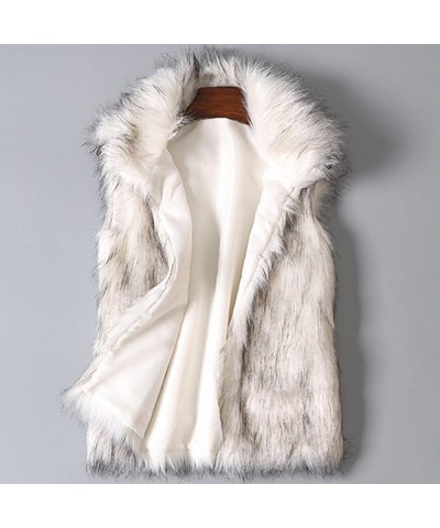 Women's Faux Fur Vest 2024 Stand Collar Jacket Thick Sherpa Lined Coat Elegant Warm Outerwear Ladies Basic Vest White $9.24 V...