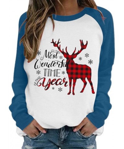 Christmas Sweatshirts for Women Christmas Tree Graphic Pullover Sweatshirt Cute Crewneck Christmas Gnome Shirts Tops S-sky Bl...