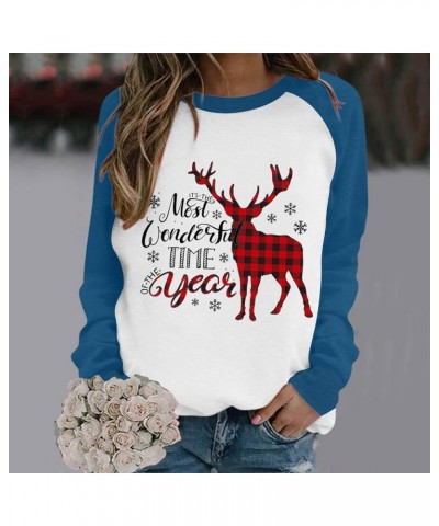 Christmas Sweatshirts for Women Christmas Tree Graphic Pullover Sweatshirt Cute Crewneck Christmas Gnome Shirts Tops S-sky Bl...