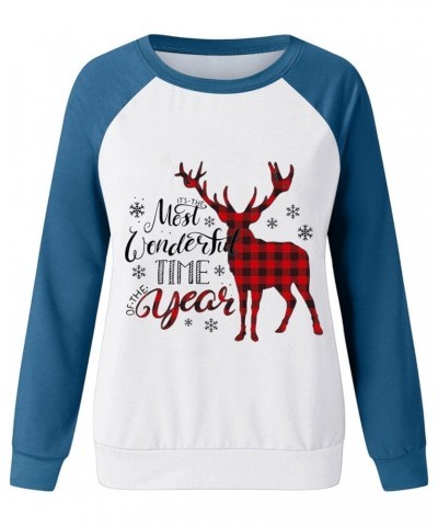 Christmas Sweatshirts for Women Christmas Tree Graphic Pullover Sweatshirt Cute Crewneck Christmas Gnome Shirts Tops S-sky Bl...