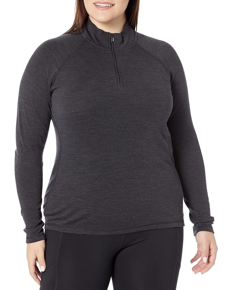 Women's Plus Size Classic Thermal Merino Wool Base Layer — Quarter Zip (Slim Fit) Charcoal Heather $44.75 Activewear