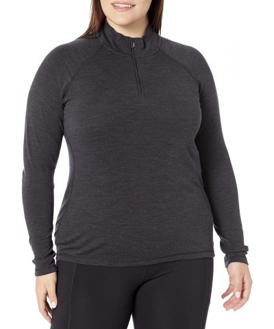 Women's Plus Size Classic Thermal Merino Wool Base Layer — Quarter Zip (Slim Fit) Charcoal Heather $44.75 Activewear