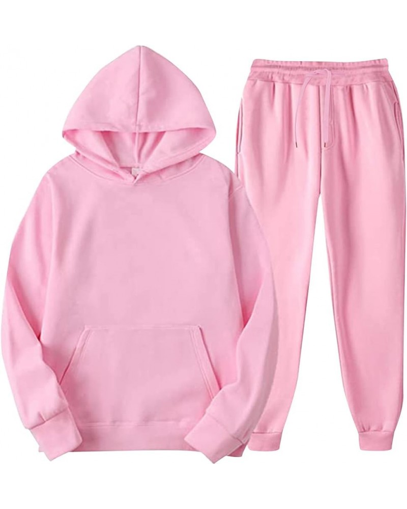 Unisex Sweatsuits 2 Piece Set Holiday Men Women Long Sleeve Hoodie Pullover Sweatshirt Tracksuit Jogger Sweatpants A1-pink $1...