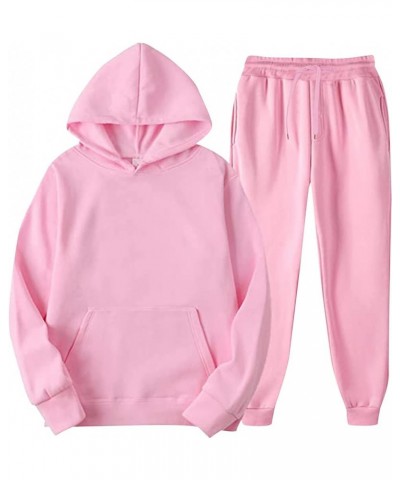 Unisex Sweatsuits 2 Piece Set Holiday Men Women Long Sleeve Hoodie Pullover Sweatshirt Tracksuit Jogger Sweatpants A1-pink $1...