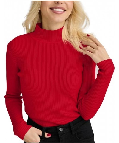 Womens Fall Sweater Ribbed Knit Pullover Jumper Tops Long Sleeve Turtleneck Blouses Slim Fit Tunics 0-red $10.44 Sweaters