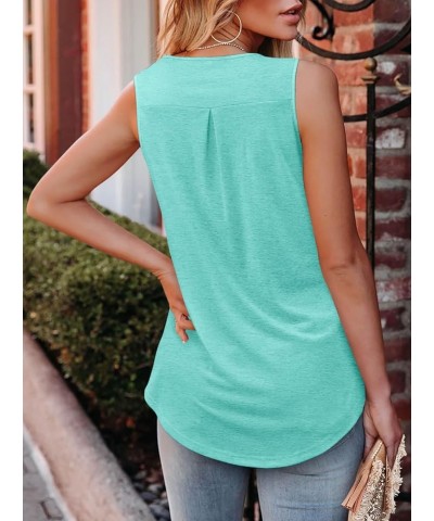 Womens Summer Tops Pleated Sleeveless Tunic Tank Tops Short Sleeve Tops Shirts 3-water Green $11.75 Tops