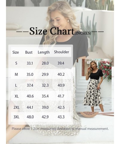 Womens Casual Short Sleeve Midi Dress Tie Waist Crewneck Work Business Teacher Dresses White Lily $13.92 Dresses