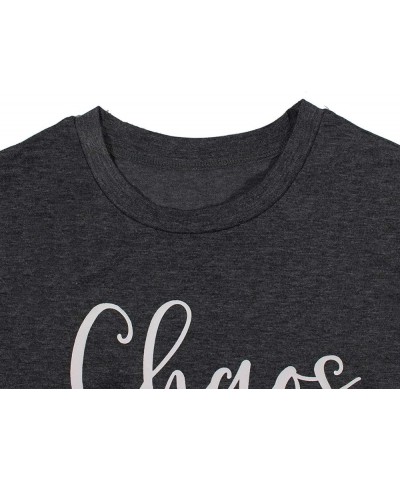 Women Chaos Coordinator Letter Printed T-Shirt Funny Short Sleeve Tops Tee Shirt Black $12.09 T-Shirts