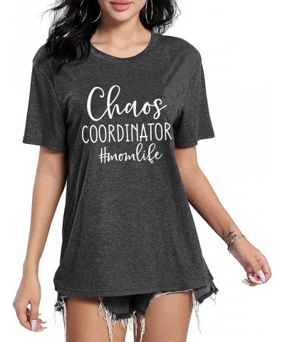 Women Chaos Coordinator Letter Printed T-Shirt Funny Short Sleeve Tops Tee Shirt Black $12.09 T-Shirts