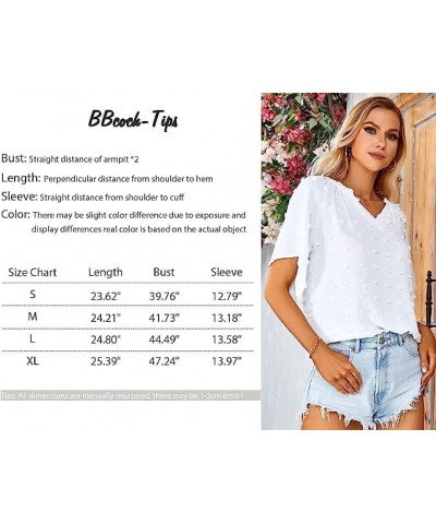 Summer Tops for Women Short Sleeve Shirts Dressy Casual Chiffon Blouses Pom Pom Tops Pink $14.24 Tops