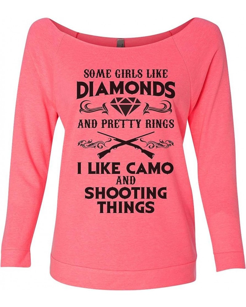 Hunting Sweatshirts Some Girls Like Diamonds and Pretty Rings I Like Camo Shooting Things Hot Pink $14.85 Activewear