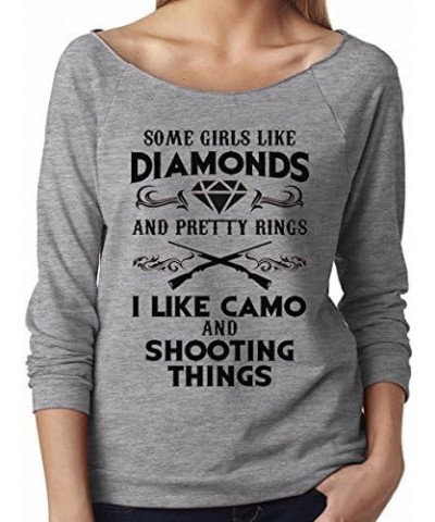 Hunting Sweatshirts Some Girls Like Diamonds and Pretty Rings I Like Camo Shooting Things Hot Pink $14.85 Activewear