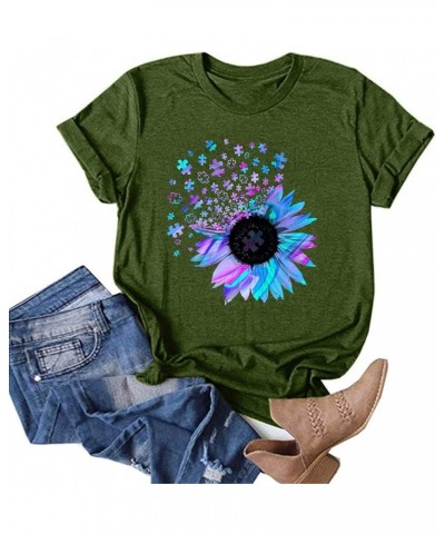 Womens Sunflower Shirt, F_Gotal Women Short Sleeve Sunflower T-Shirt Cute Funny Graphic Tee Teen Girls Casual Shirt Top Y-aa-...