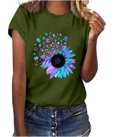 Womens Sunflower Shirt, F_Gotal Women Short Sleeve Sunflower T-Shirt Cute Funny Graphic Tee Teen Girls Casual Shirt Top Y-aa-...