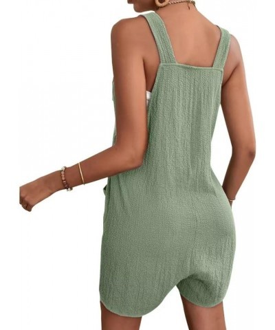 Summer Short Romper for Women Loose Knot Front Sleeveless Jumpsuit with Pockets A-army Green $12.69 Rompers