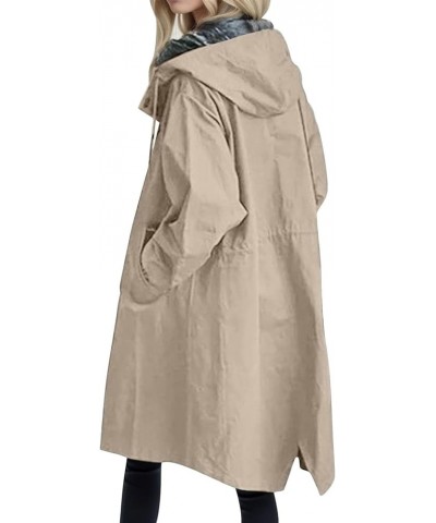 Women Solid Trench Coat with Belt Dress Coat Long Buttons Loose Fit Fashion with Pockets for Winter Khaki $14.84 Coats